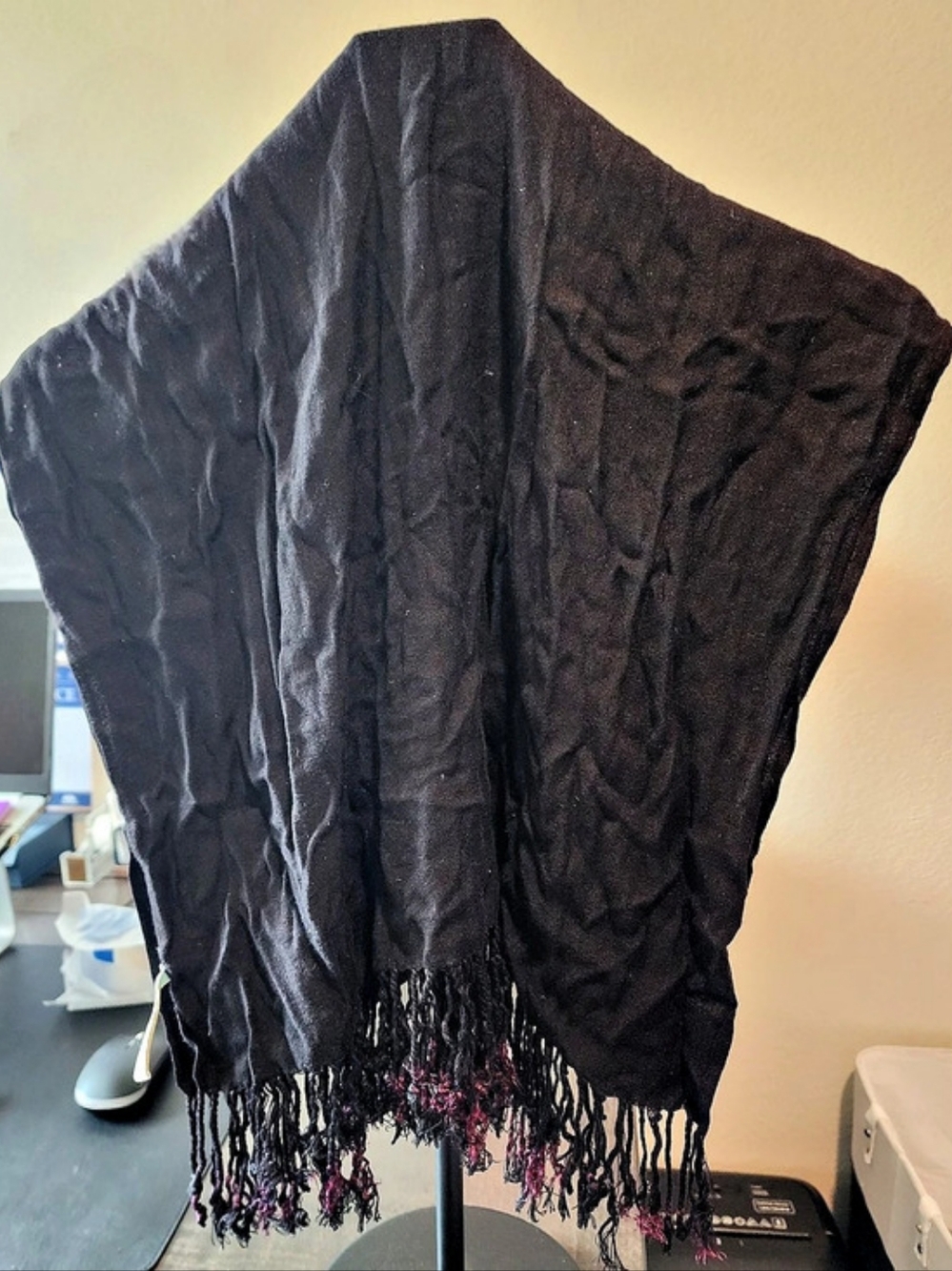 Black & Pink Fringed Wrap